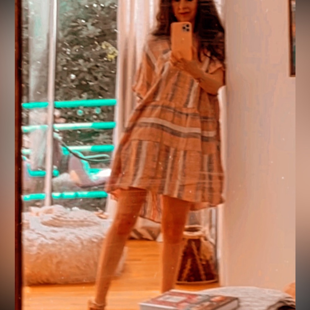 Lulus Beach Dress in Dusty Orange and Dusty Blue BNWT It’s a ViBE 🤍✌️